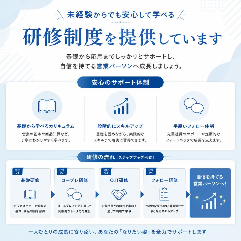 充実の研修制度でスキルアップ